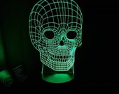 Skull 3d illusion table Lamp, Remote multicolor RGB usb touch base, cool bedroom desk night light, gift for a friend