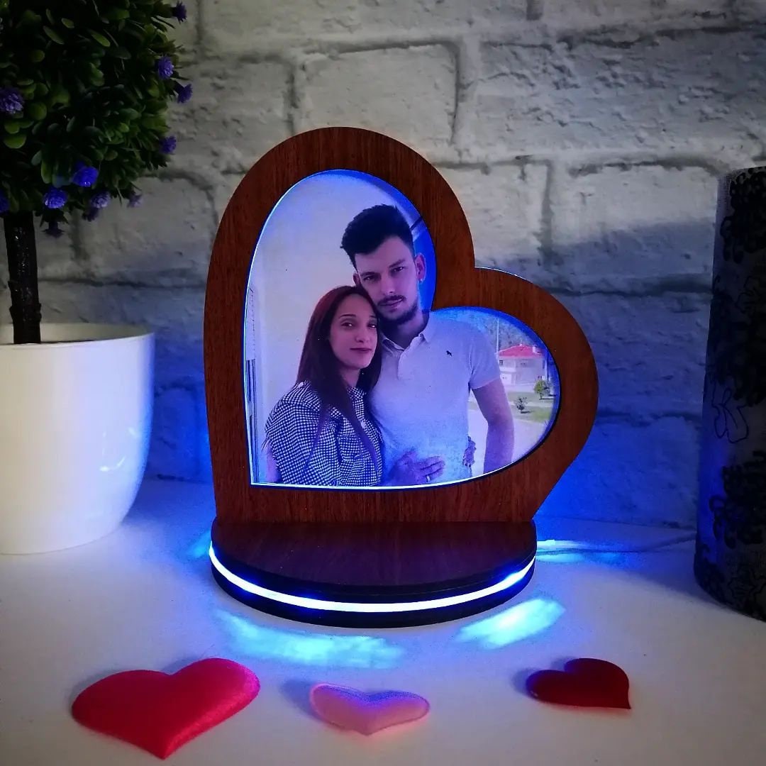Gifts For Couple Custom Photo Heart Lamp Personalized Anniversary Gift Night Light 3D Printed For Wife