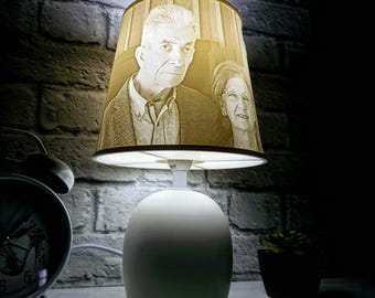 Customized Lithophane Lamp Shade, 3D Printed Photo Lamp with ceramic Styled Base