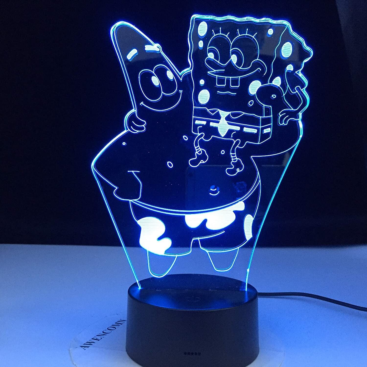Sponge bob led lamp Patrick 3D Illusion Led Night Light Etsy