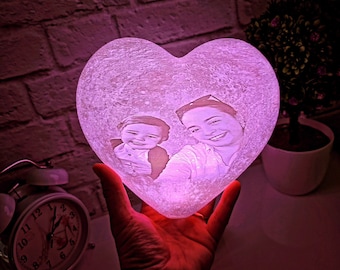 Personalisierte Foto-Lithophan-LED-Lampe in Herzform, Valentinstagsgeschenk, Bild