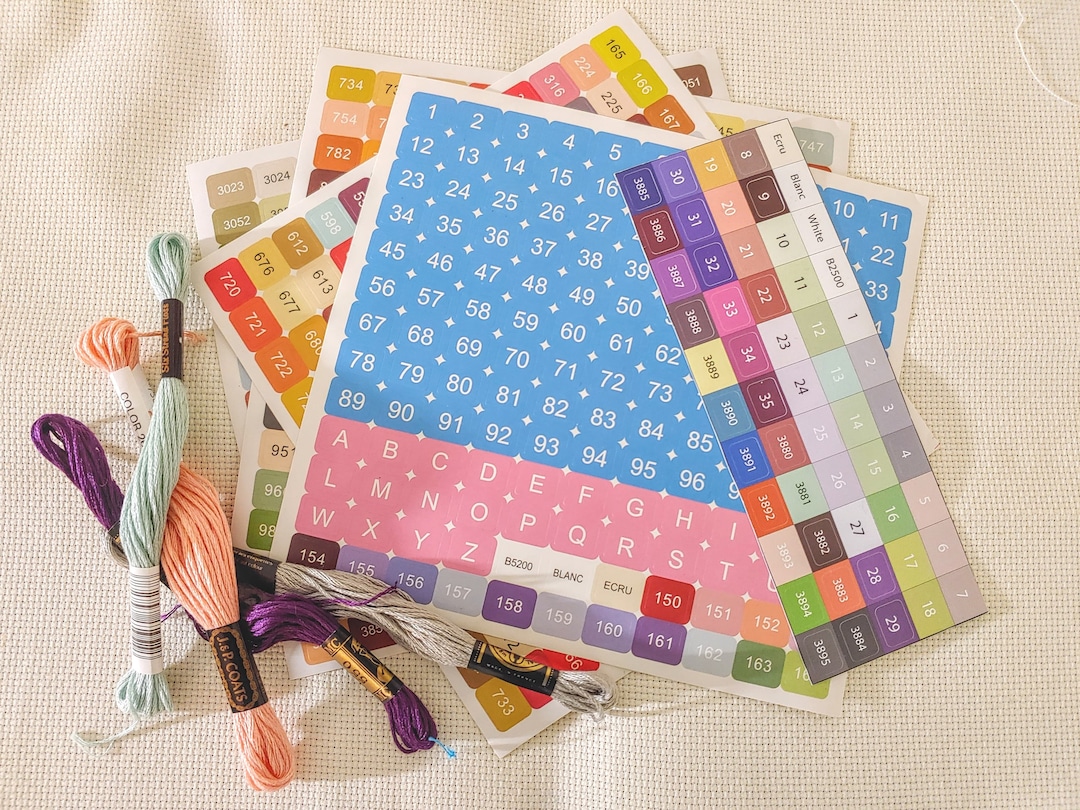 DMC Color Number Label Stickers for Diamond Painting Cross Stitching