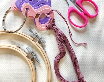 3D Printed Hugging Floss Drops: Cross Stitch Embroidery Tools - Huggers with Hole
