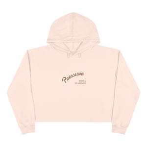 Pressure Makes Diamonds Crop Hoodie | Retro Script Logo, Black Cropped Sweatshirt image 2