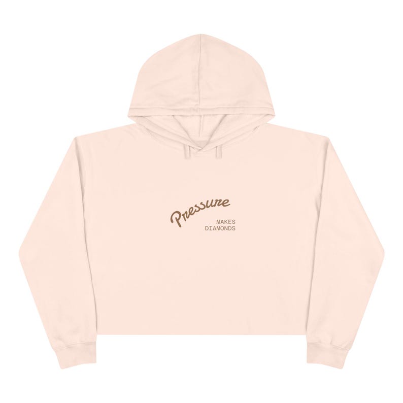 Pressure Makes Diamonds Crop Hoodie | Retro Script Logo, Black Cropped Sweatshirt image 2