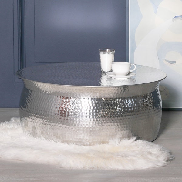 Silver Round coffee table  from aluminium