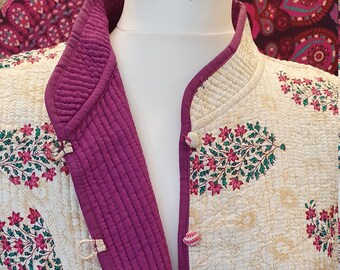 Organic cotton jacket,purple jacket,quilted cotton jacket,gifts for her,Boho jacket, REVERSIBLE jacket