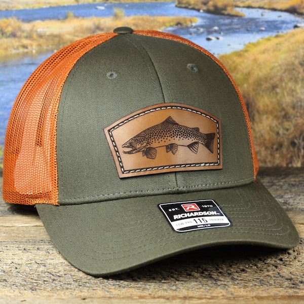 Richardson 115 Brown Trout Leather Patch Hat