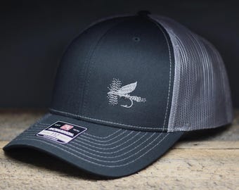 Dry Fly Fishing Hat, Richardson 112 Black & Charcoal Trucker Cap