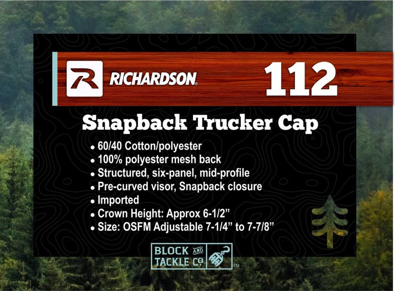 Embroidered Treeline Hat: Richardson 112 Trucker Cap