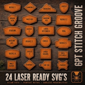 24 Leather Patch SVG Laser Ready Cut Files