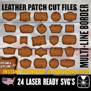 Leather Patch SVG Templates: 24 Laser-Ready Cut Files for Custom Crafting and Engraving