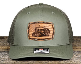 Tractor Leather Patch Hat - Richardson 112 Vintage Farming Hat