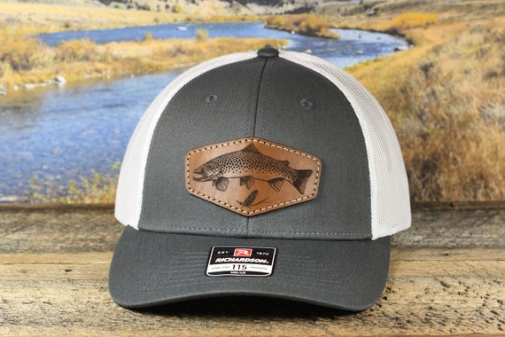 Richardson 115 Brown Trout Mayfly Flyfishing Leather Patch Hat 