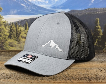Embroidered Mountains Hat - Richardson 115 Adjustable Snapback Hiking Cap