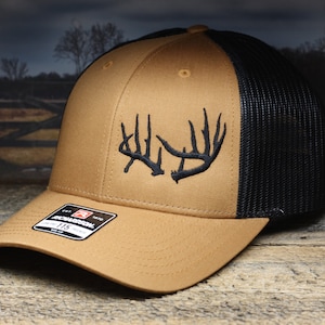 Whitetail Deer Antler Hat: Embroidered Richardson 115 Trucker Cap