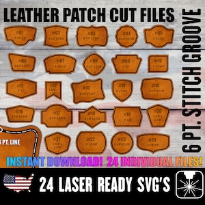 24 Leather Patch SVG Laser Ready Cut Files