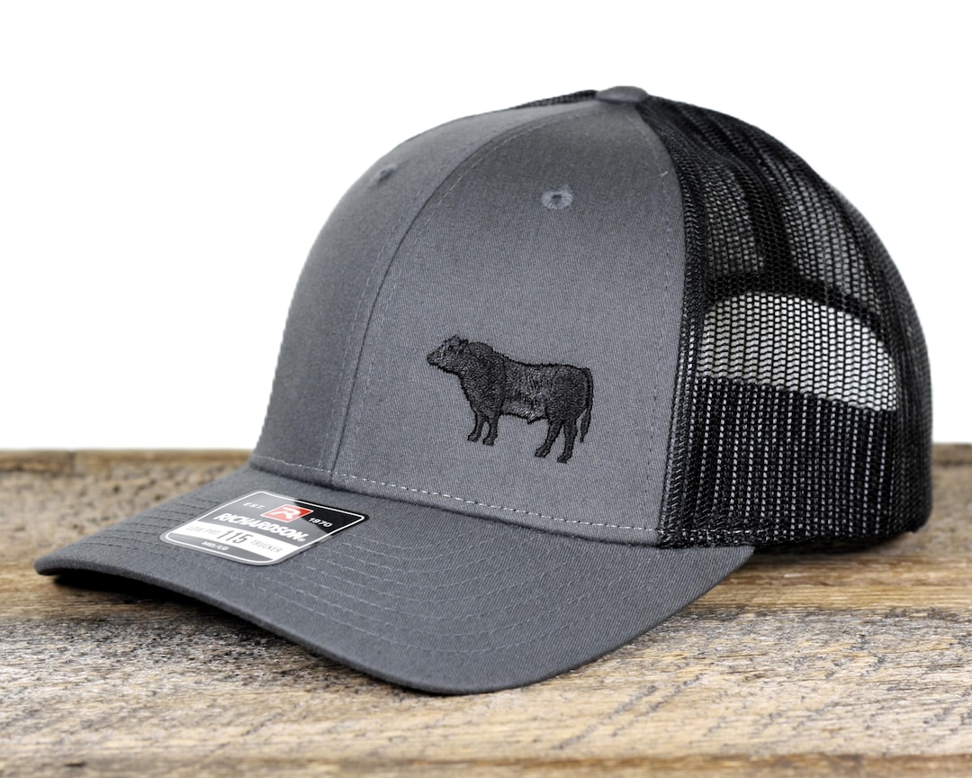 Black Angus Bull Hat - Richardson 115 Embroidered Adjustable Snapback ...