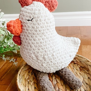 Handcrafted Crochet Chicken Plush Toy, Amigurumi Farm Animal Decoration, Soft Stuffed Rooster, Kid Play, Chicken Lovers, Farmhouse Decor