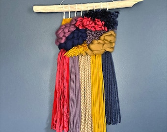 Colorful Woven Wall Hanging: Modern Textured Tapestry