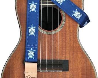 1" Ukulele Strap - Blue Turtle