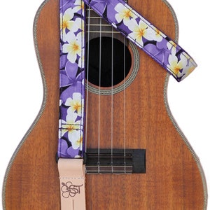 1" Ukulele Strap - Purple Plumeria