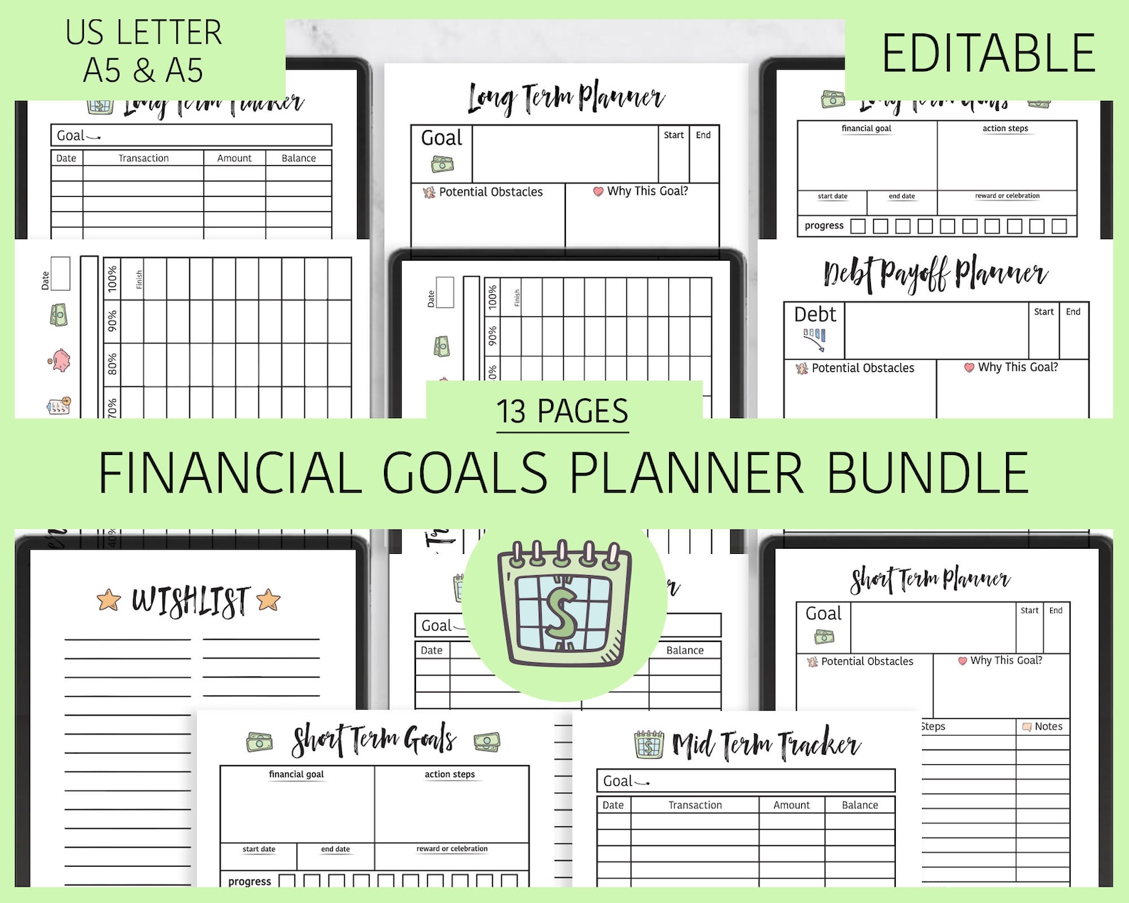 EDITABLE Financial Goal Templates Plan & Record Your Etsy EDITABLE Financial Goal Templates Plan & Record Your Etsy