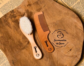 Cadeau Personnalise Pour Bebe Brosse Et Peigne Graves De Etsy