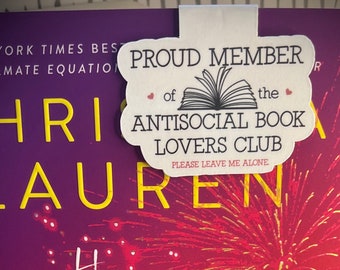 AntiSoziale Buch Lovets Club Magnetische Lesezeichen, Handgemachte Lesezeichen Geschenk, Karton Lesezeichen, Bücherwurm Geschenk, Introvertierter Buchliebhaber
