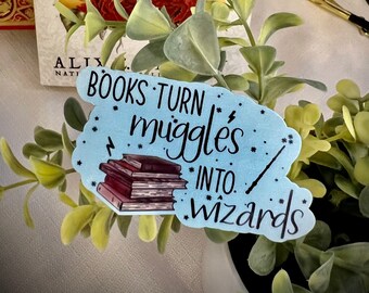 HARRY POTTER Anstecker Pin Buch mit Schrift BOOKS TURN MUGGLES INTO WIZARDS 