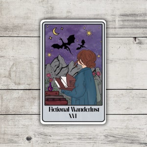 Fictional Wanderlust Tarot Card Sticker, Bookish Merch, Readers Decal, Smutty Books, Book Lover Gift, Smut Love, Spicy Books, Kindle Laptop