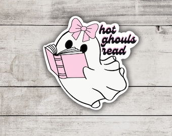 Hot Ghouls Read Sticker, Reader, Halloween Fall Stickers, Bookworm, Bookish Sticker, Witches, Spooky Vibes, Reading, Pumpkin Sticker