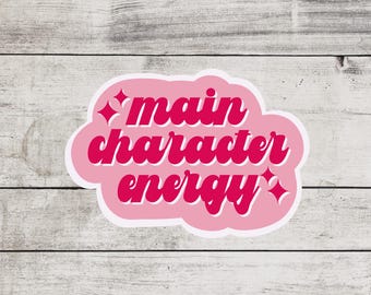 Main Character Energy Sticker - Pink, Bookish Merch And Accessories, Kindle and Laptop Booktok, Spicy Smutty Romance Reader Gifts