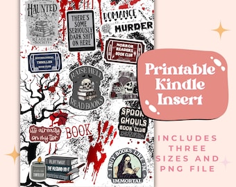 Horror Reader Kindle Insert - Digital Download, Bookish Merch, Ereader Accessories, Smutty Romance Readers,
