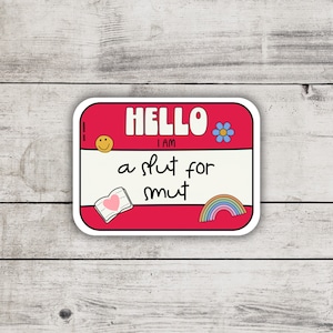 Hello I’m A Slut For Smut Sticker, Bookish Merch And Accessories, Kindle and Laptop Booktok, Spicy Smutty Romance Reader Gifts