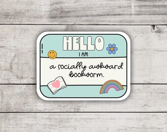 Socially Awkward Bookworm Sticker, Bookish Merch And Accessories, Kindle and Laptop Booktok, Spicy Smutty Romance Reader Gifts