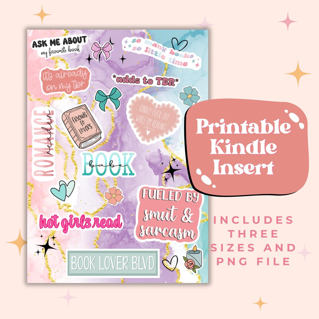 Pink Blue & Purple Kindle Insert - Digital Download, Bookish Merch ...