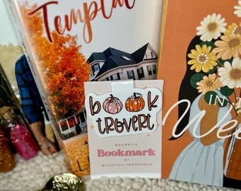Kürbis Lesezeichen, magnetisches Lesezeichen, handgemachtes Lesezeichen Geschenk, Karton Lesezeichen, Bücherwurm Geschenk, gruselige Saison, Halloween Herbst