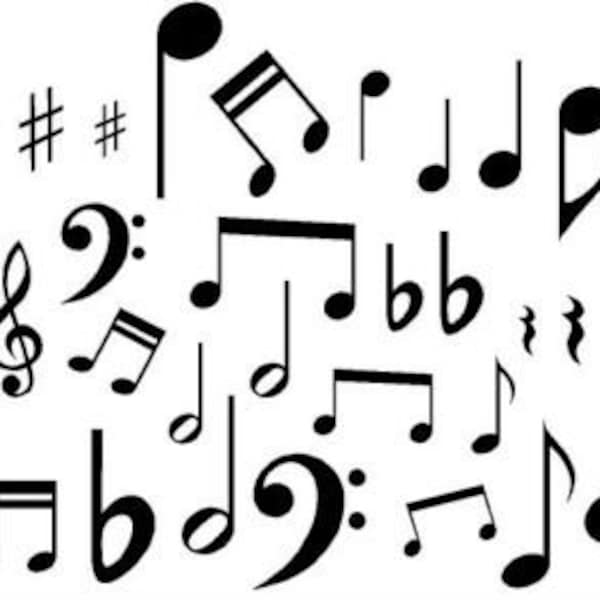 Music Notes - Various Sizes - 40 Lot Vinyl Decal Home Décor