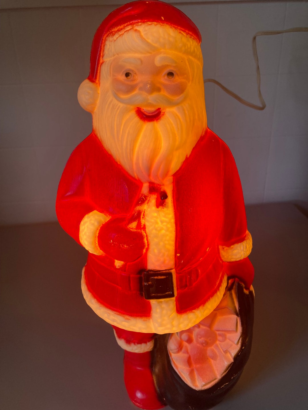 Santa Claus Plastic Tabletop Blow Molds Electric Light Etsy
