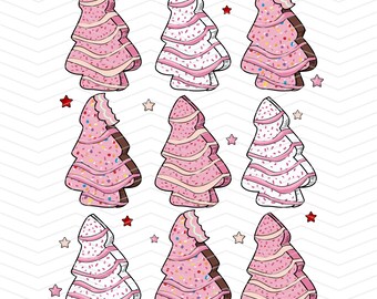 Pink Christmas Tree Cakes PNG Digital Downloads Sublimation, Christmas Shirt Digital Download, Christmas Tree Cakes