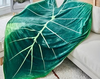 Decorative Green Leaf Shaped Fleece Blanket
