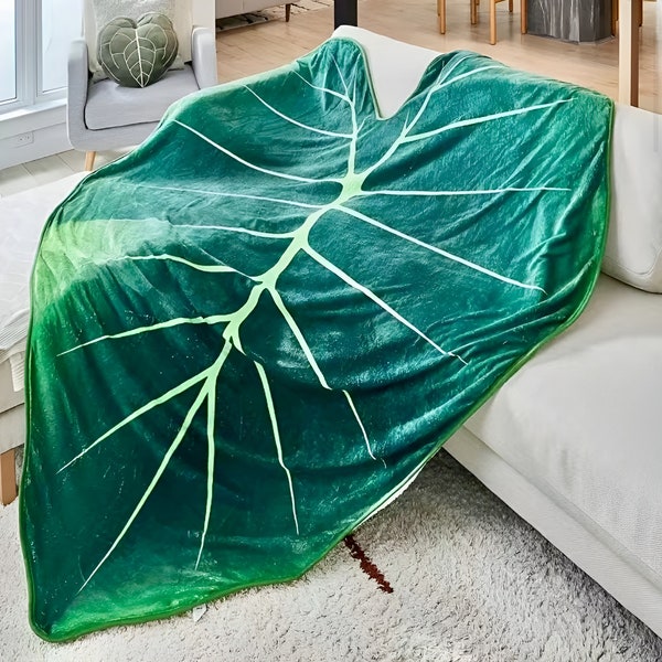 Decorative Green Leaf Shaped Fleece Blanket