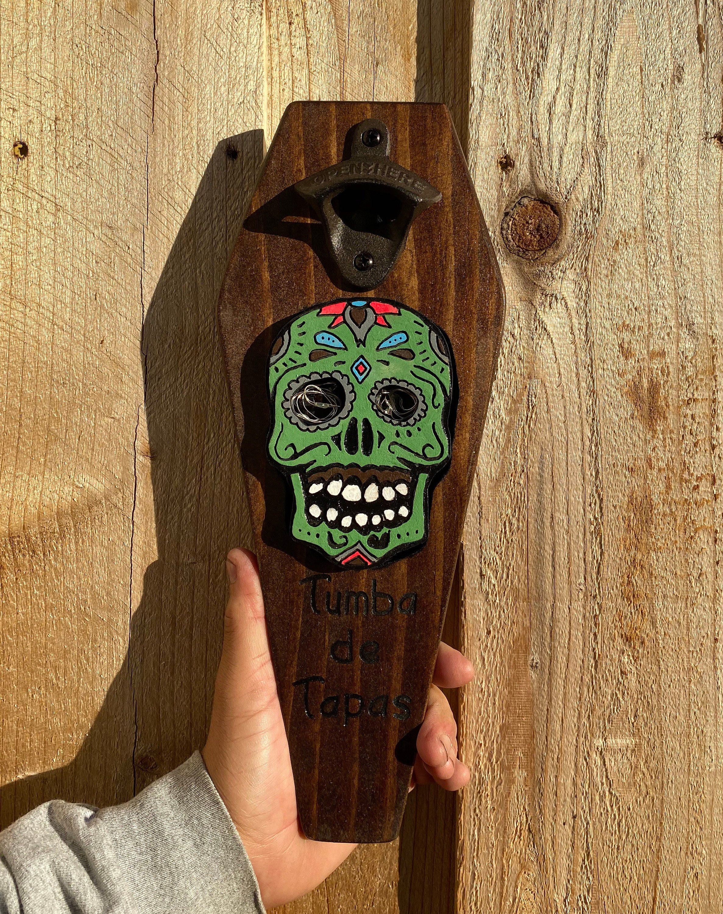 Sugar Skull - Wooden Bottle Opener Sugar Skull - Wooden Bottle Opener