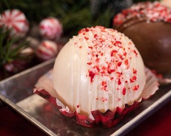 White Chocolate Peppermint Hot Cocoa Bomb Gift Set of 4 2.5" homemade hot Cocoa Bombs with Free Shipping