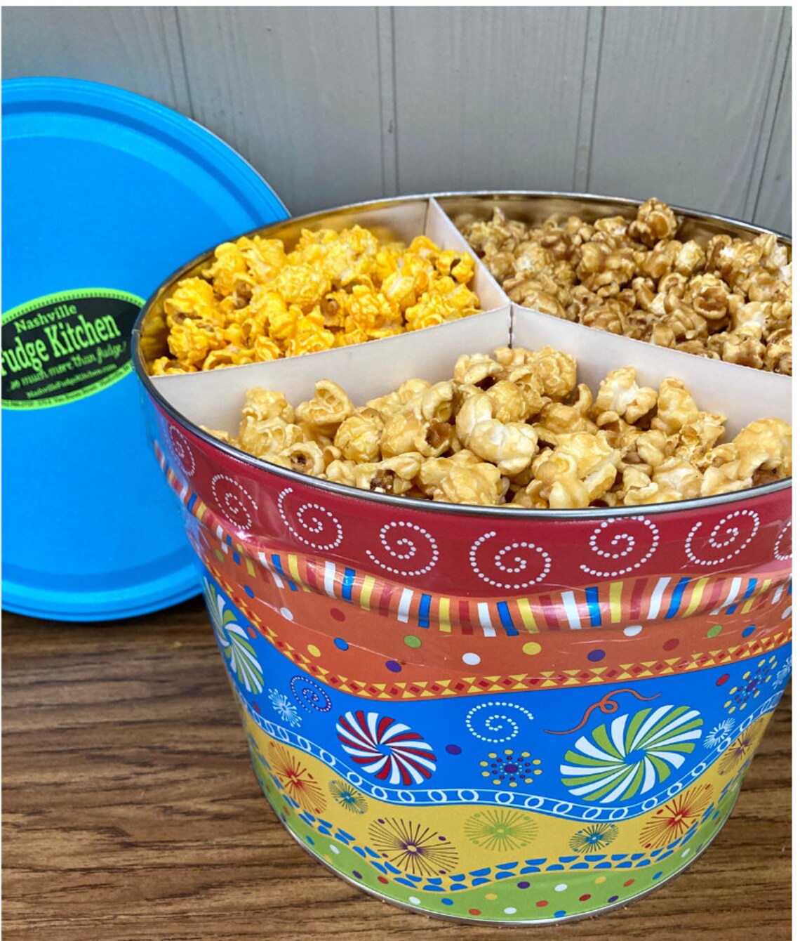 2 Gallon 3 Flavor Gourmet Popcorn Tin Caramel Popcorn Cheddar Etsy