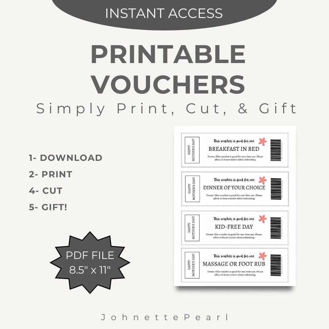 Printable Mothers Day Coupons - Etsy