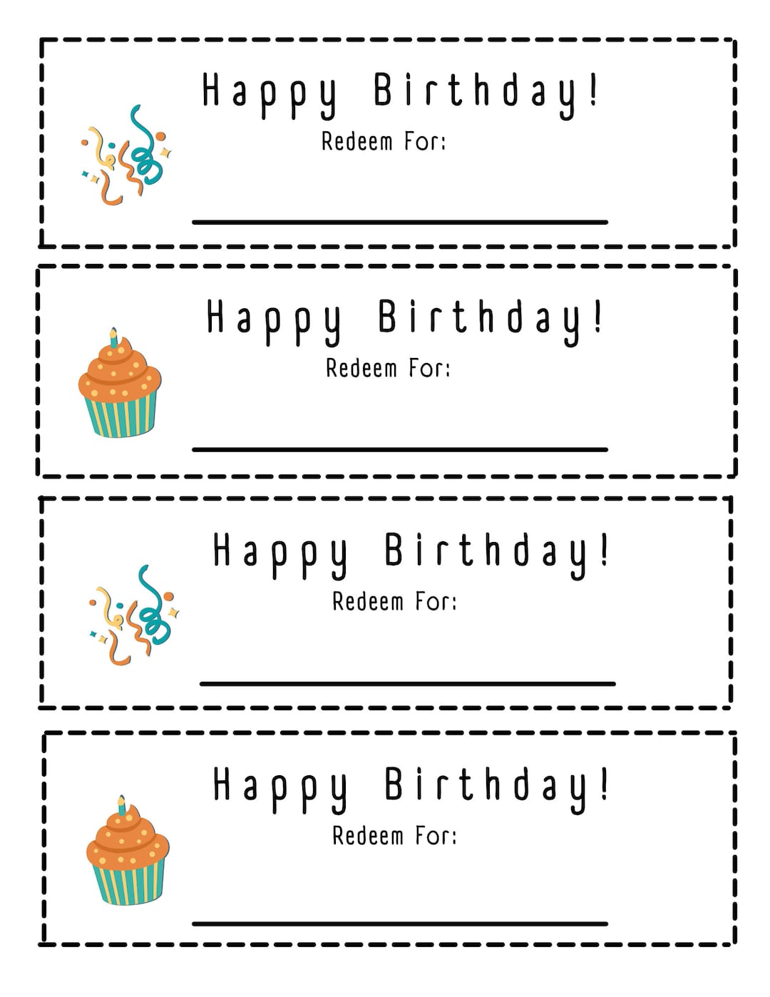 Printable Blank Birthday Coupons to Gift Etsy Printable Blank Birthday Coupons to Gift Etsy