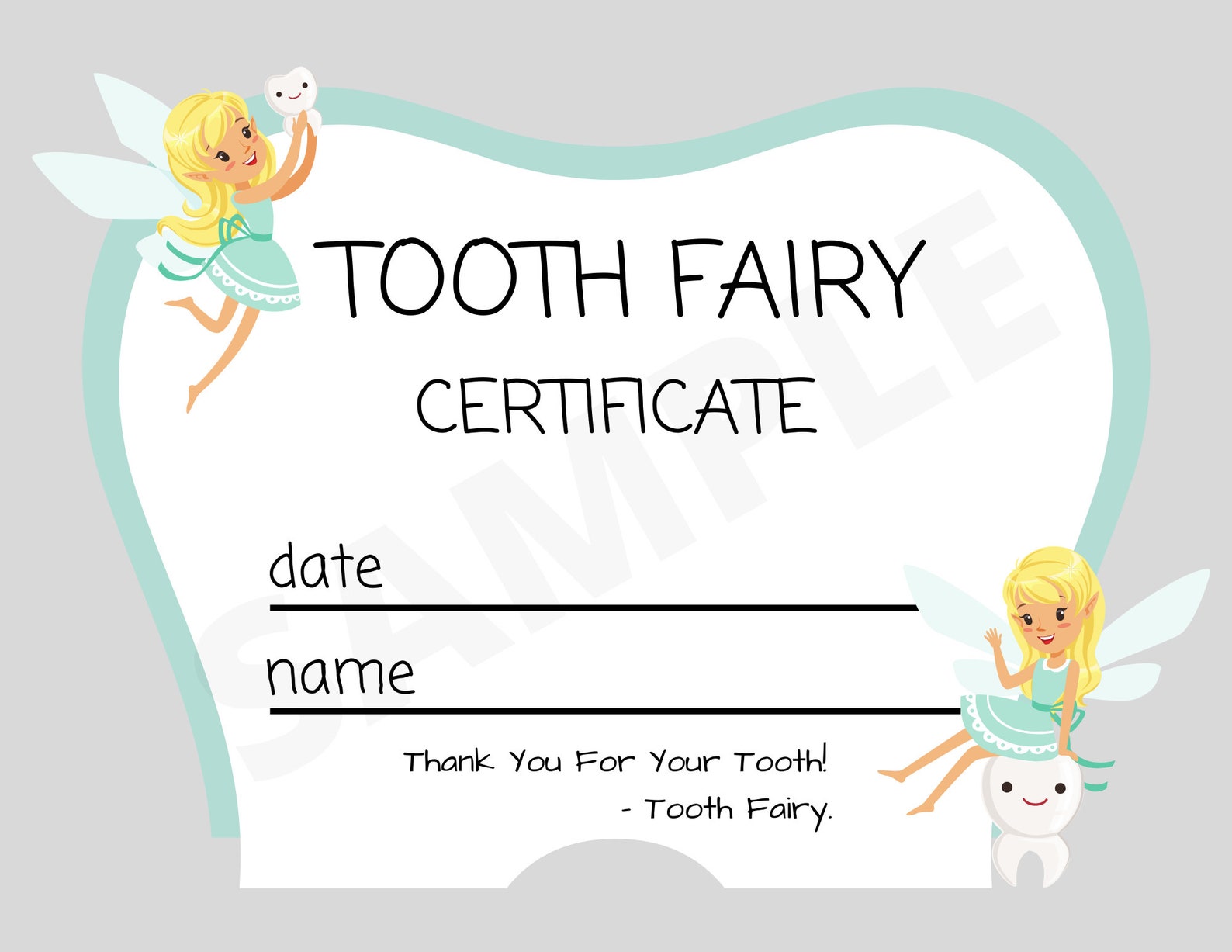 Printable Tooth Fairy Certificate - Etsy