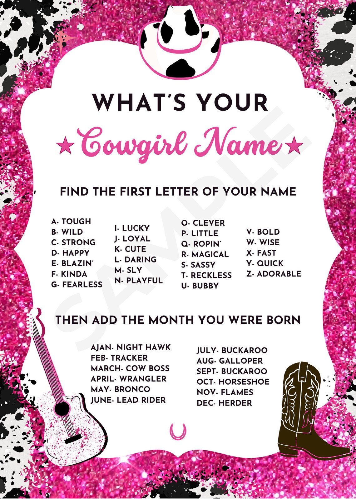 Cowgirl Birthday Party Fillable Invite & Signs 5x7 - Etsy